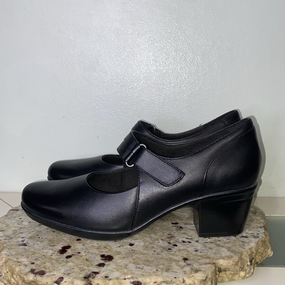 CLARKS EMSLIE LULIN BLACK LEATHER MARY JANE COMFORT HEELS Women’s Size 10 NWT! - Picture 8 of 16